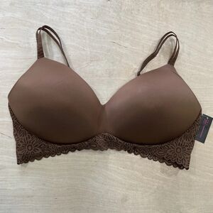 Brown Lace Trim Bra